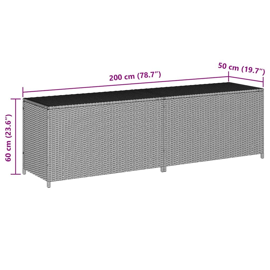 Gartenbox Poly Rattan 200x50x60 cm Braun